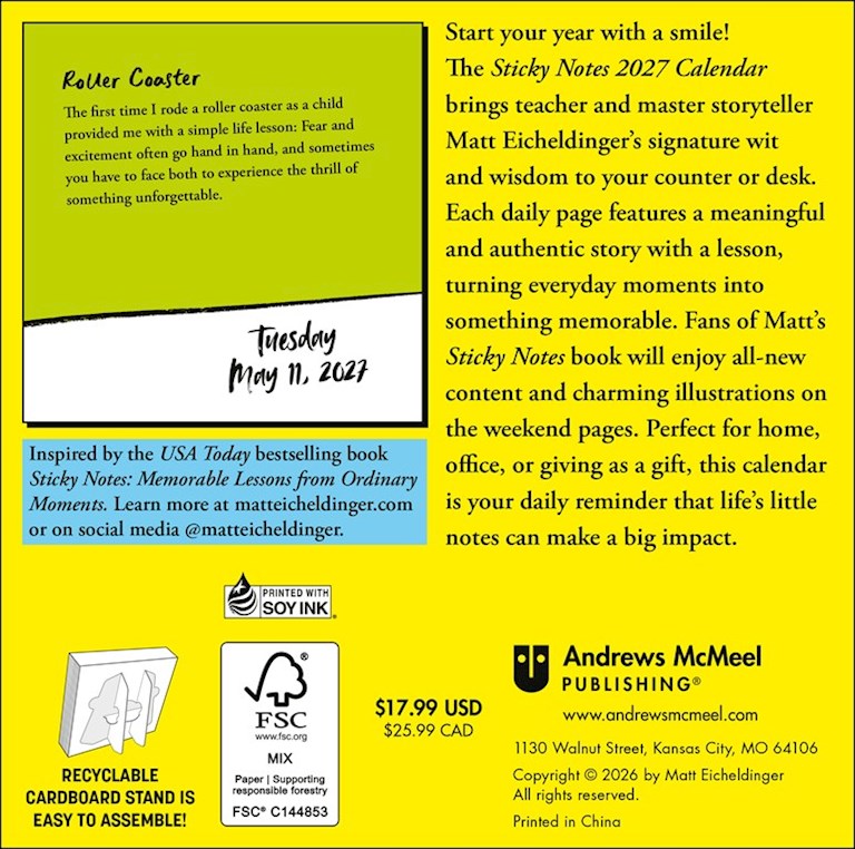 Sticky Notes 2027 Box Calendar