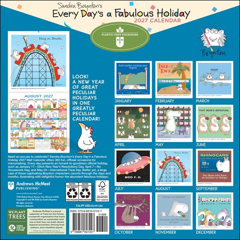 Every Day's A Fabulous Holiday 2027 Wall Calendar