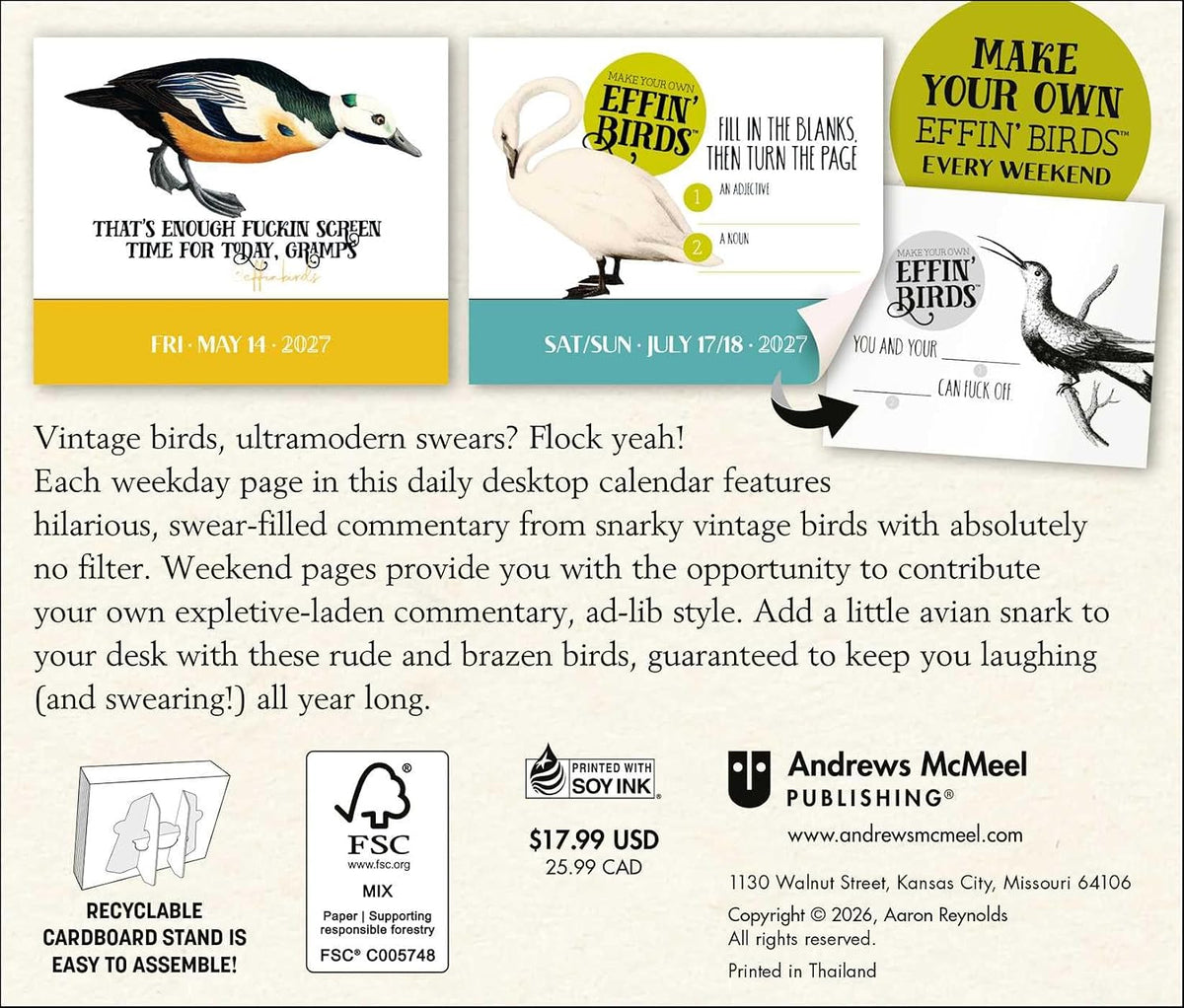 Effin' Birds 2027 Day-to-Day Calendar