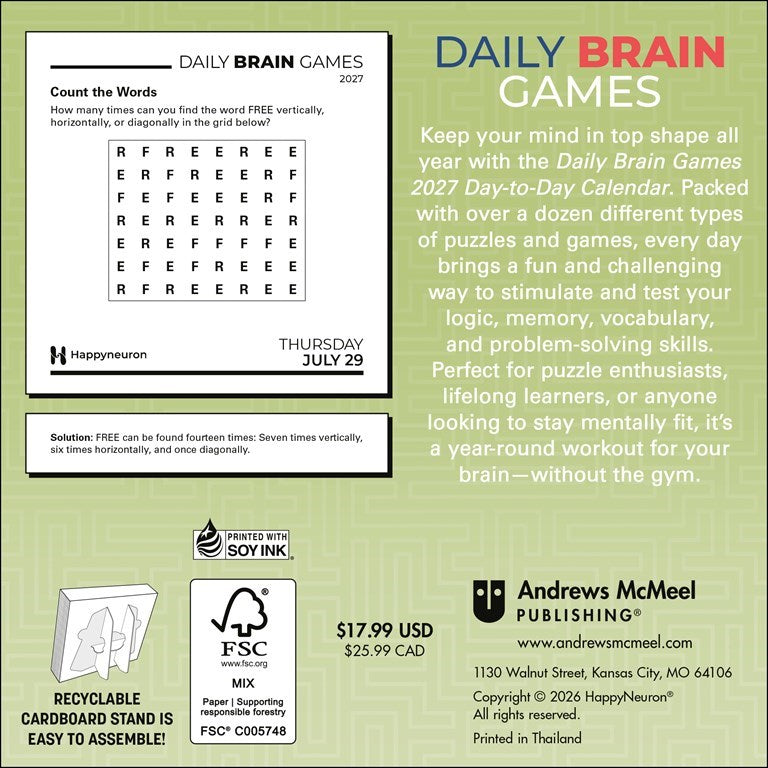 Daily Brain Games 2027 Box Calendar