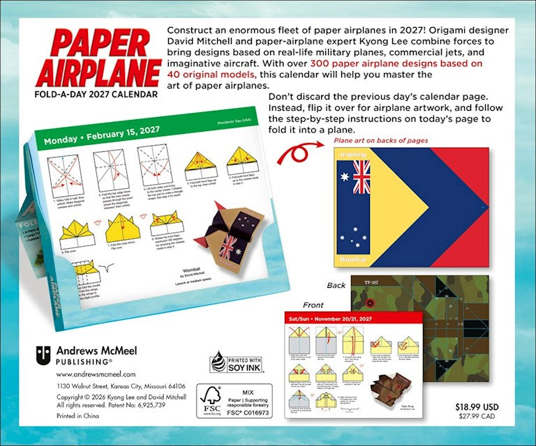 Paper Airplane Fold-a-Day 2027 Box Calendar
