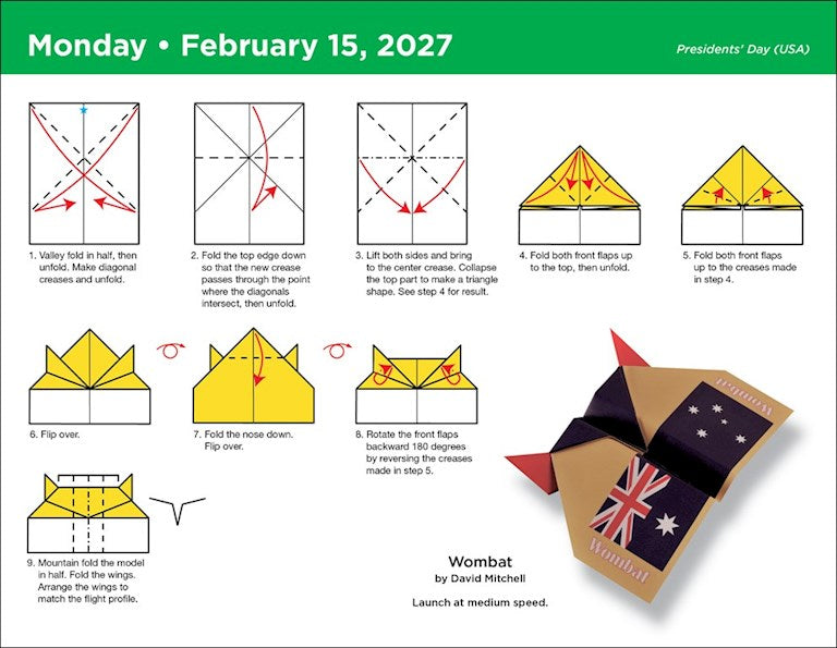 Paper Airplane Fold-a-Day 2027 Box Calendar