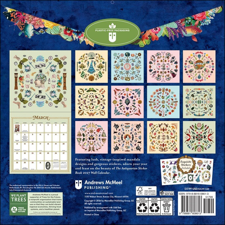 Antiquarian Sticker Book 2027 Wall Calendar