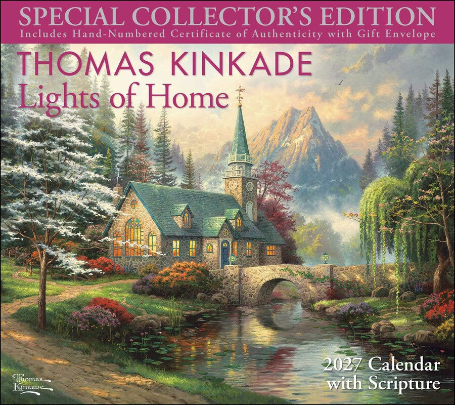 Thomas Kinkade Lights of Home &amp; Scripture 2027 Wall Calendar