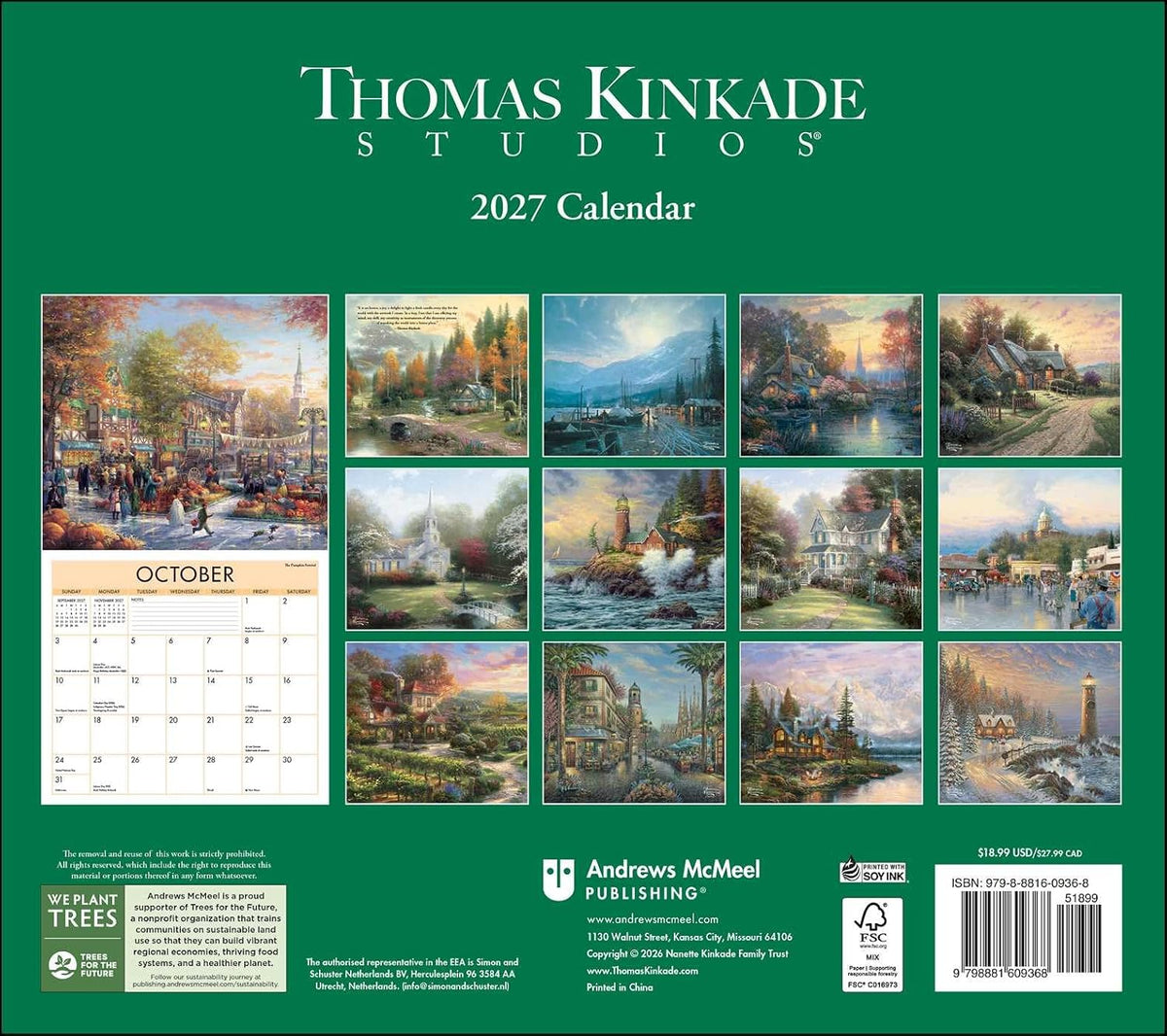 Thomas Kinkade Studios 2027 Deluxe Wall Calendar