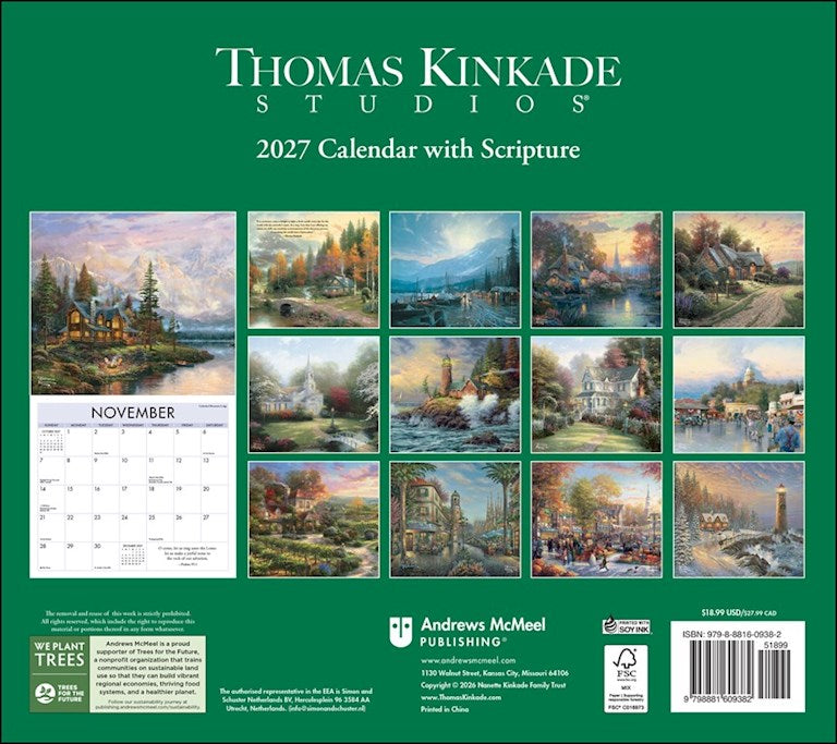 Thomas Kinkade Studios With Scripture 2027 Wall Calendar