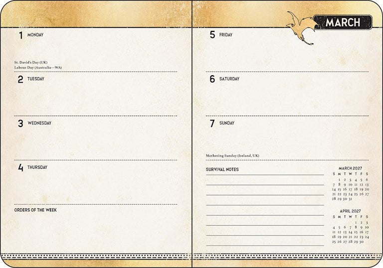 Fourth Wing 2027 Monthly/Weekly Planner