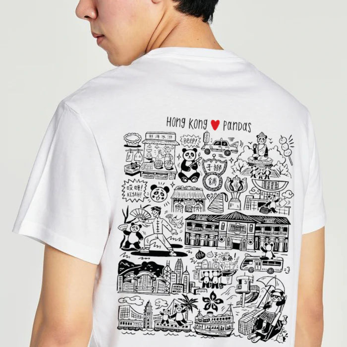 Panda Doodle Adult Embroidered T-shirt  | Bookazine HK