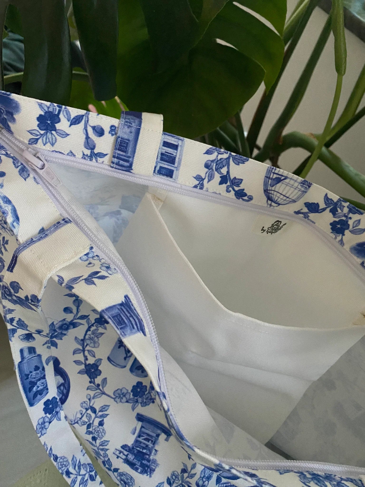 Blue Floral with HK Icons Tote Bag | Bookazine HK