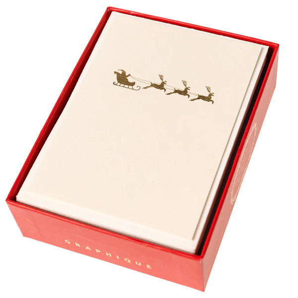 Santa Sleigh La Petite Noel Holiday Boxed Card Pack Of 15 | Bookazine HK