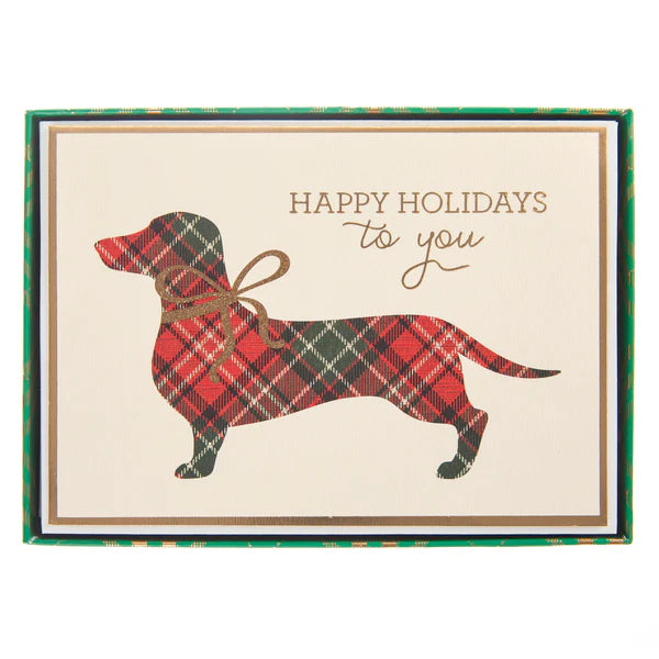 Plaid Dachshund Large Signature Holiday Boxed Card Pack Of 15 | Bookazine HK