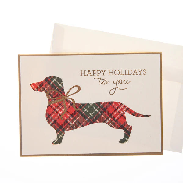 Plaid Dachshund Large Signature Holiday Boxed Card Pack Of 15 | Bookazine HK