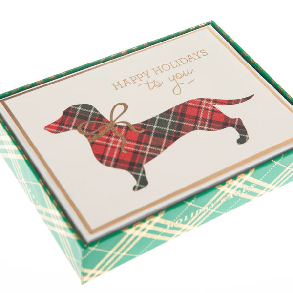 Plaid Dachshund Large Signature Holiday Boxed Card Pack Of 15 | Bookazine HK