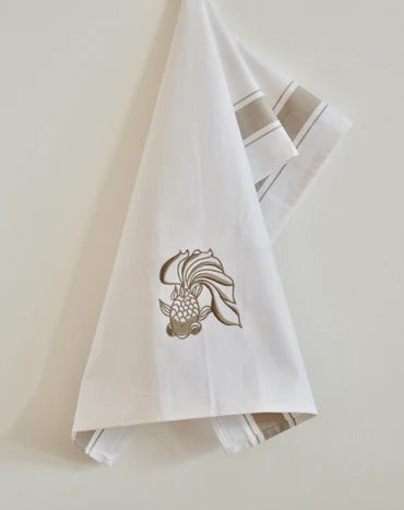 Tea Towel With Golden Goldfish | Bookazine HK