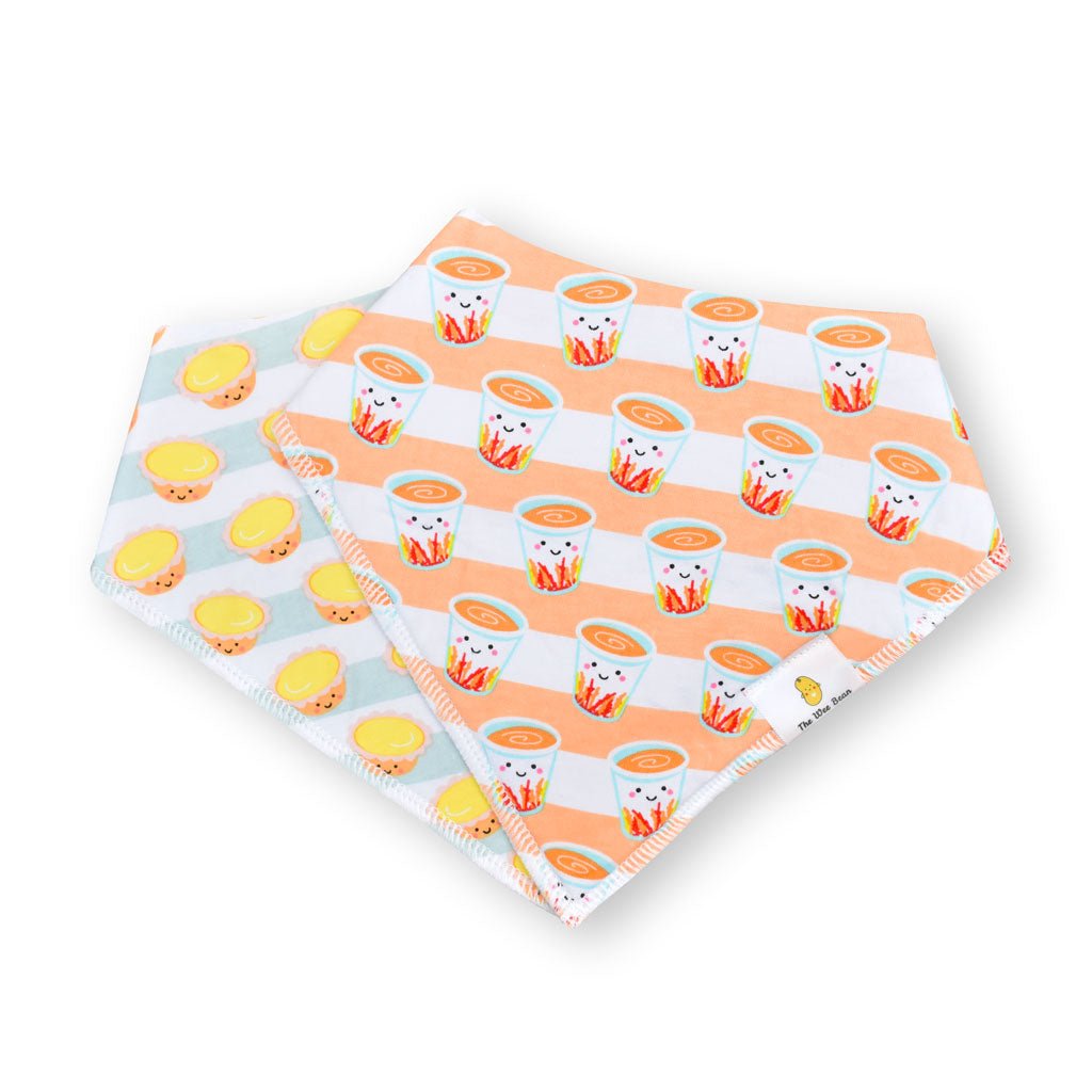 Organic Cotton Bandana Bibs 2pcs Set (Milk Tea + Egg Tart) | Bookazine HK