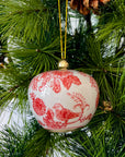 Festive Ornament - Ceramic Red Bird Blooms