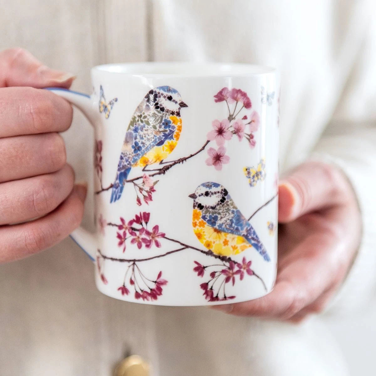 Blue Tits and Blossom China Mug