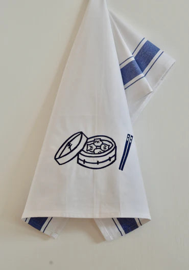 Tea towel with Blue Dim Sum Basket | Bookazine HK