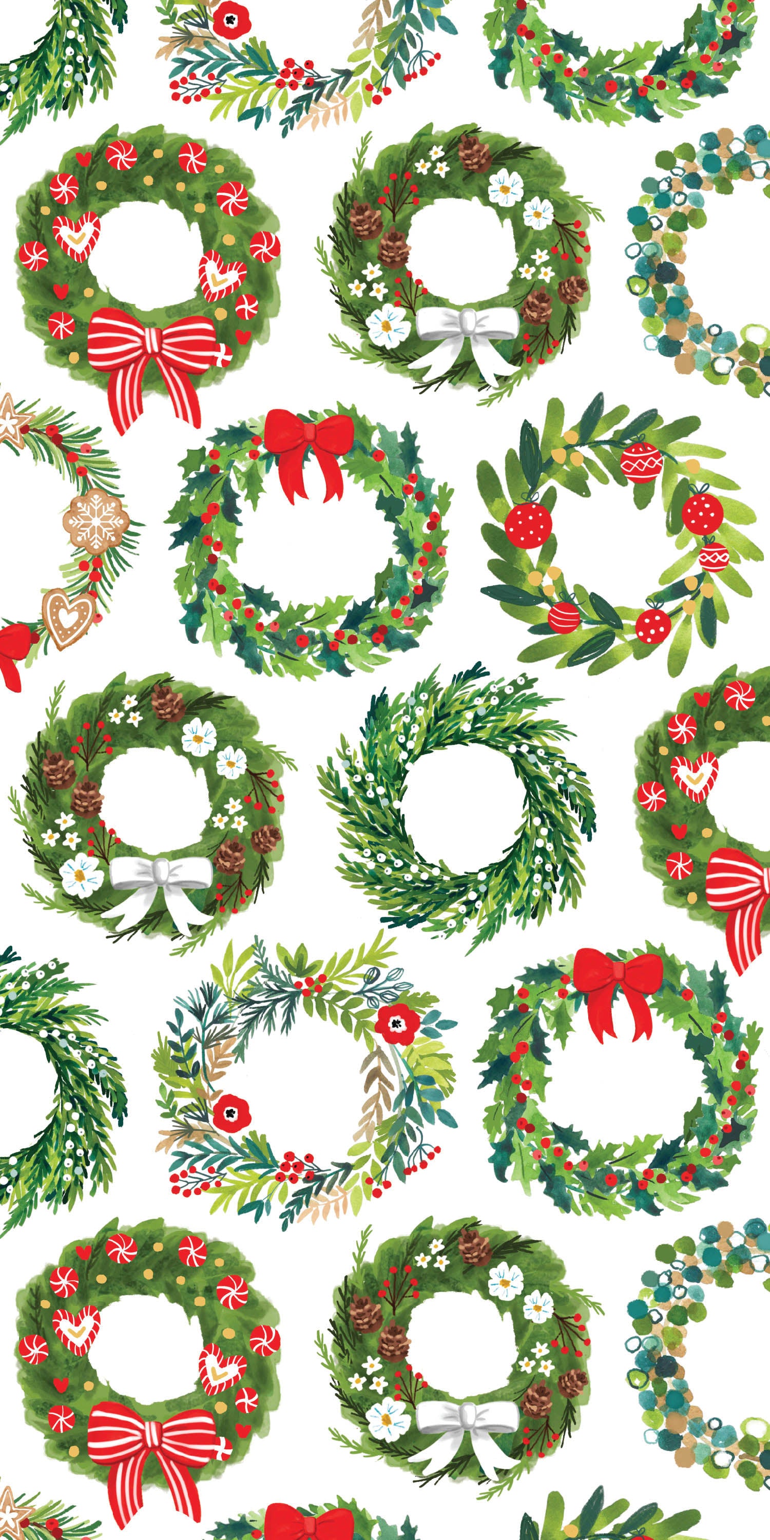 Classic Christmas Wreaths - Colourful Tissue Paper Pack of 4 | Bookazine HK