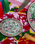 Coloured Antique Chinese Plates Coaster Set Of 6