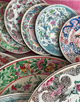 Coloured Antique Chinese Plates Coaster Set Of 6