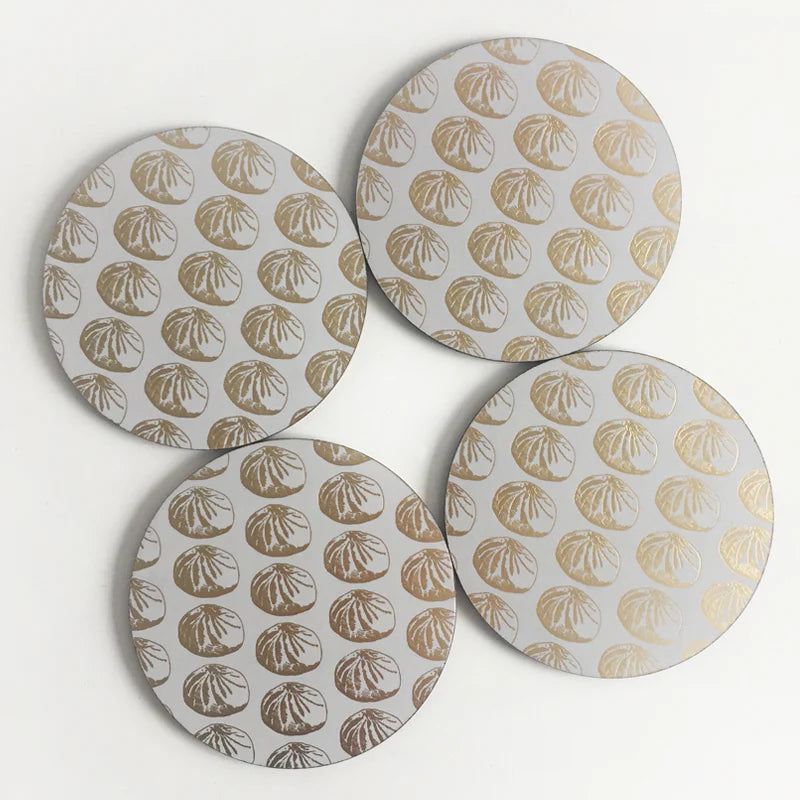 Taupe & Gold Baozi Coasters | Bookazine HK