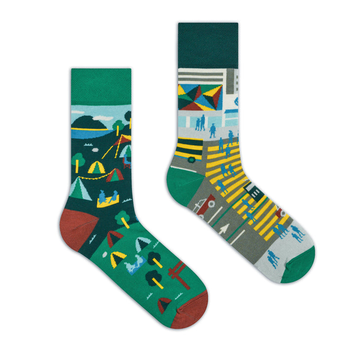 Camping In The City Adult Crew Socks | Bookazine HK