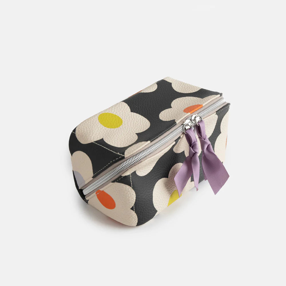 Multi Flower Charcoal Flat Lay Cosmetic Bag | Bookazine HK