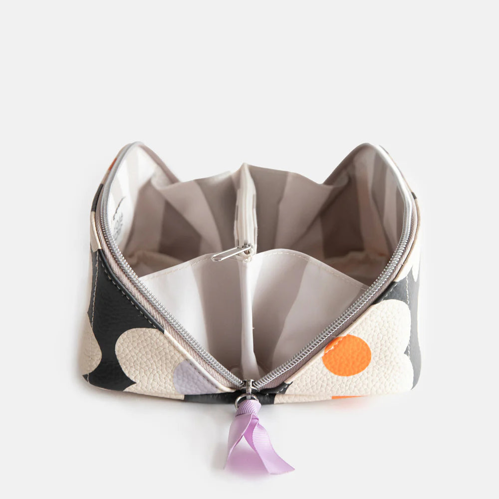 Multi Flower Charcoal Flat Lay Cosmetic Bag | Bookazine HK