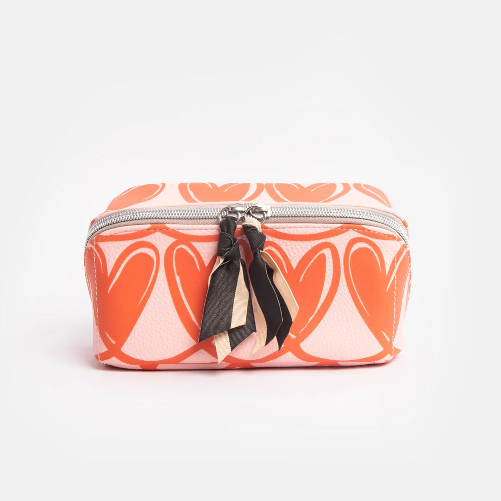 Pink/Orange Lopped Hearts Flat Lay Cosmetic Bag | Bookazine HK