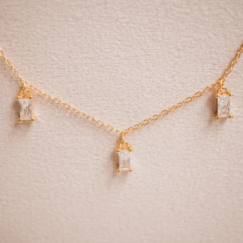 Clear Baguette Drop Necklace | Bookazine HK