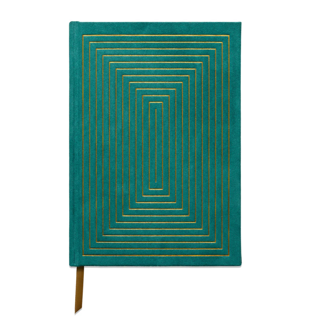 Green Linear Boxes Suedette Hardcover Notebook | Bookazine HK