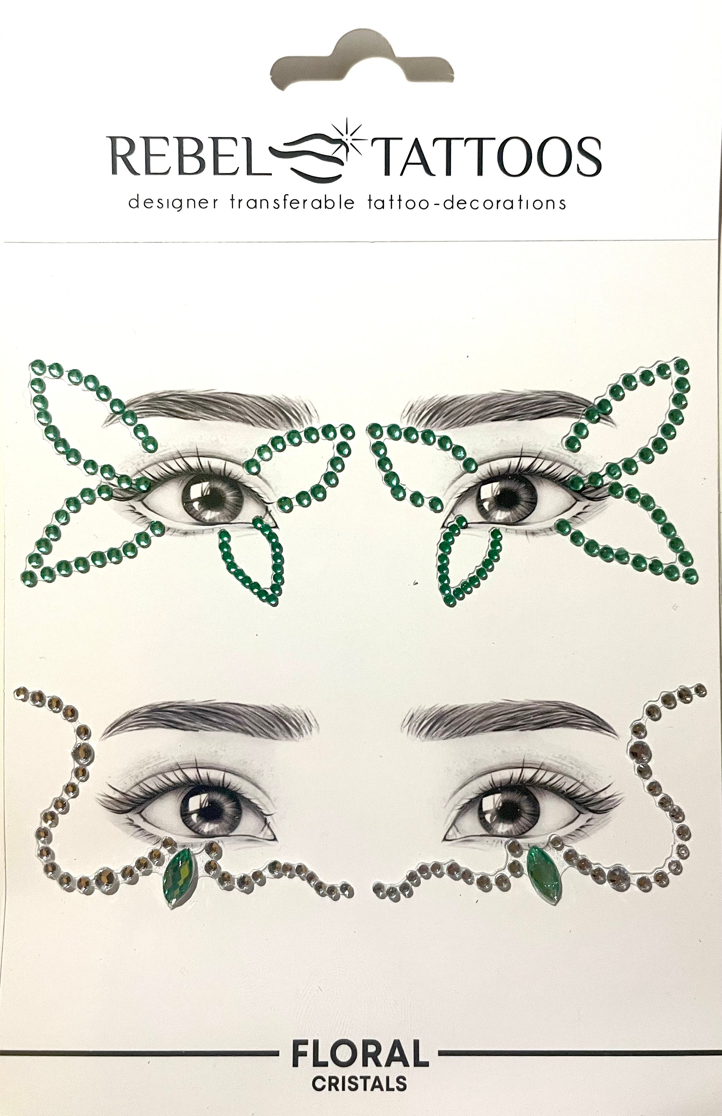 Green Floral Temporary Face Gems | Bookazine HK