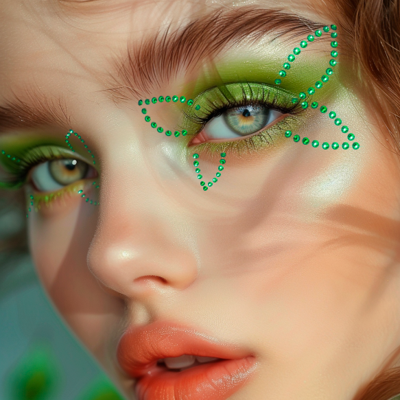 Green Floral Temporary Face Gems | Bookazine HK