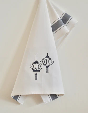 Tea Towel With Grey Lanterns | Bookazine HK