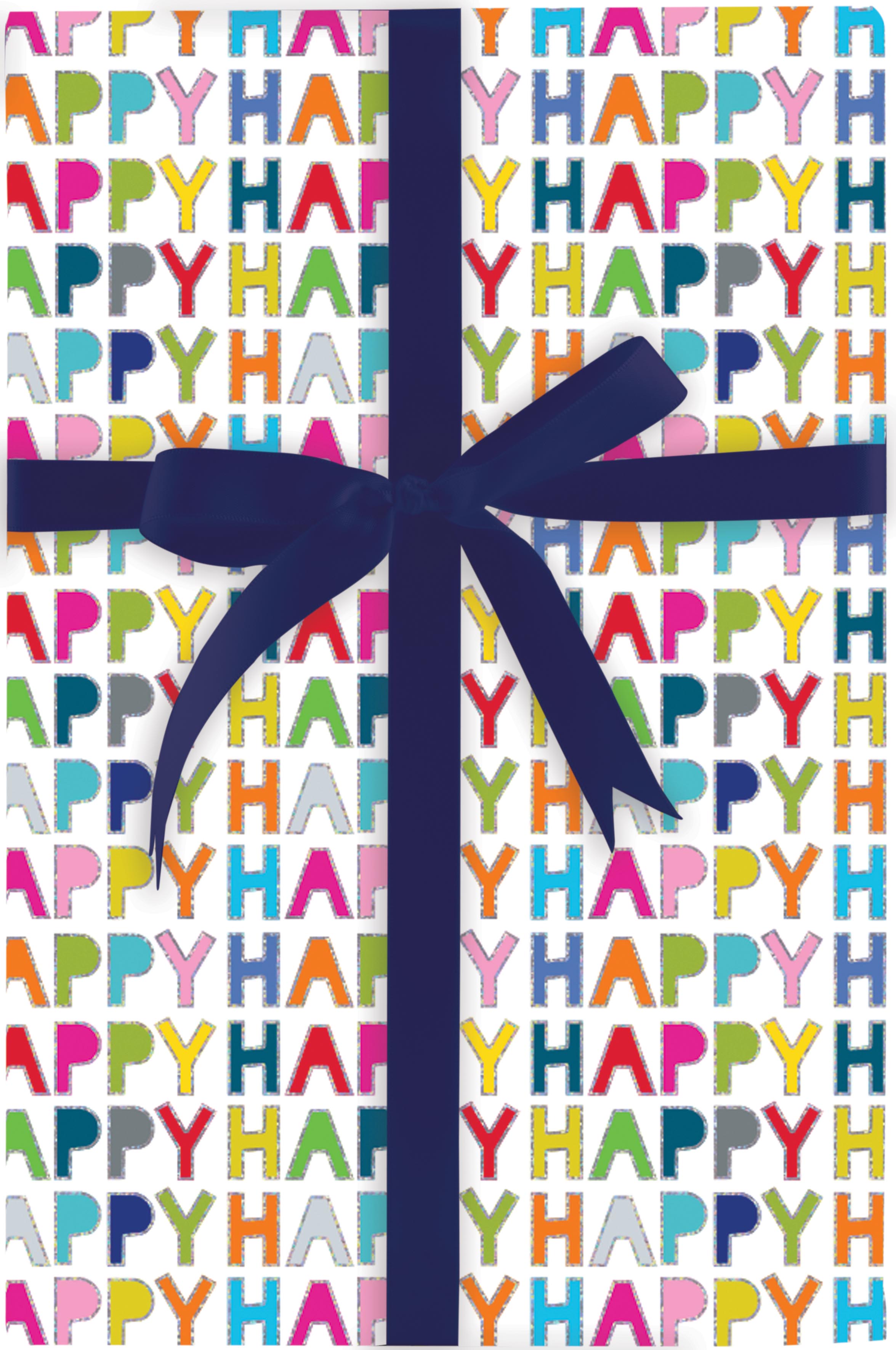 Happy Happy Happy Foil Gift Wrap 4ft  | Bookazine HK