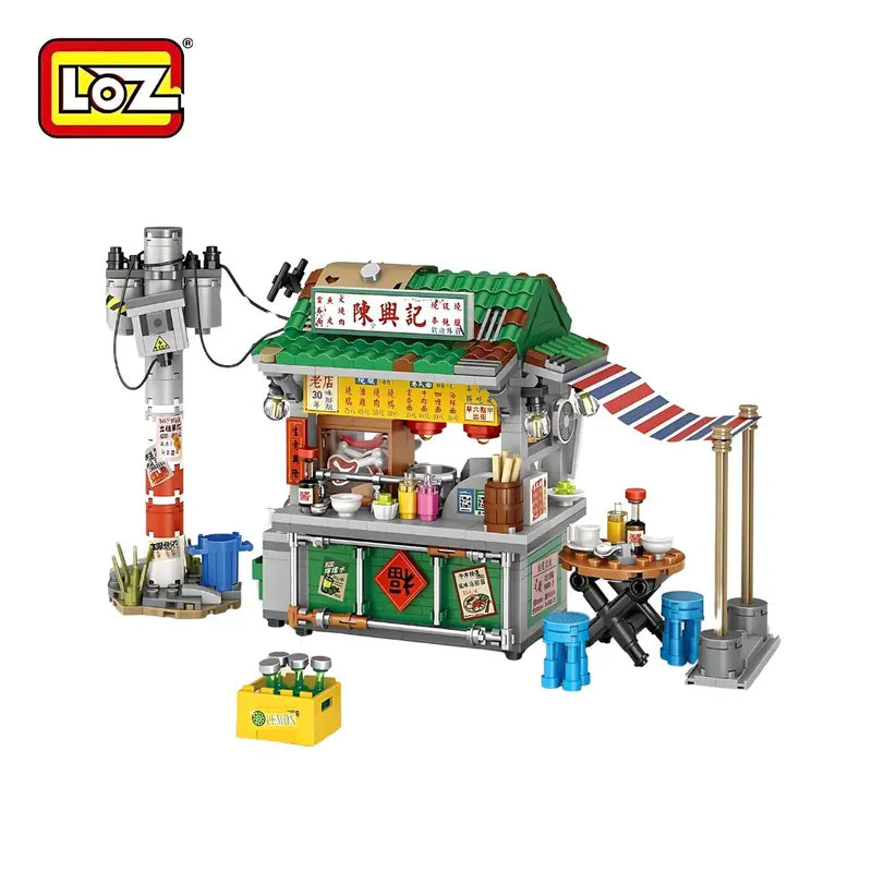 Hong Kong Style Food Stall Scene Mini Building Blocks