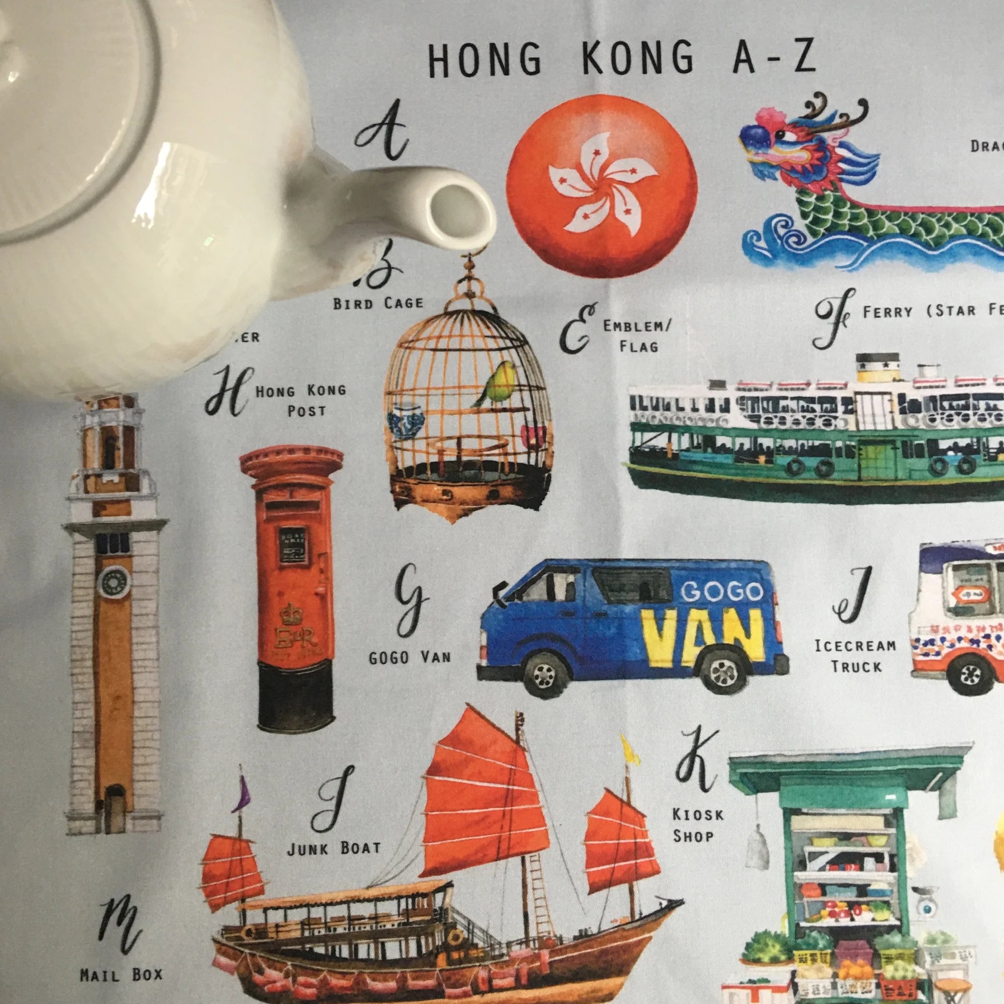 Hong Kong A-Z Tea Towel | Bookazine HK