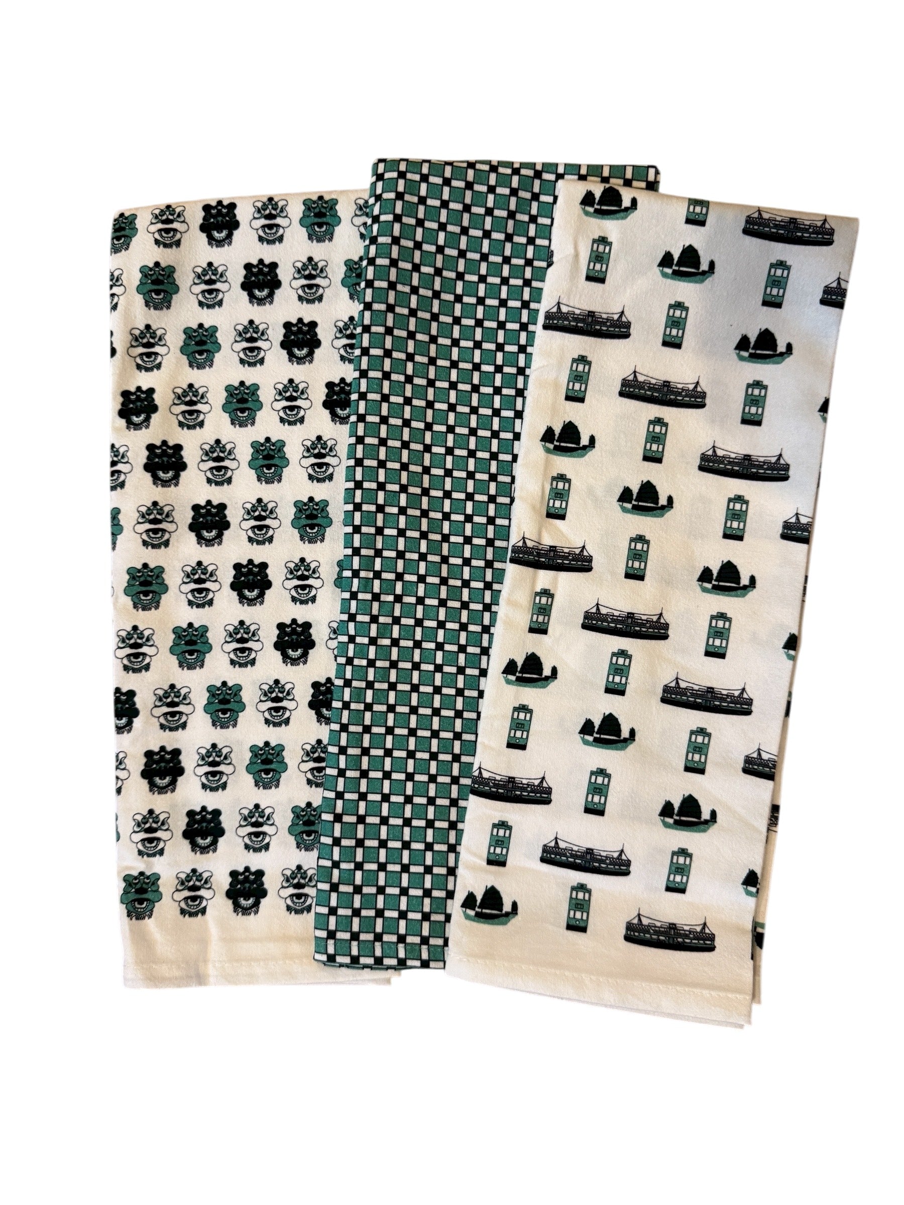 Hong Kong Greens Tea Towel Set Of 3  | Bookazine HK