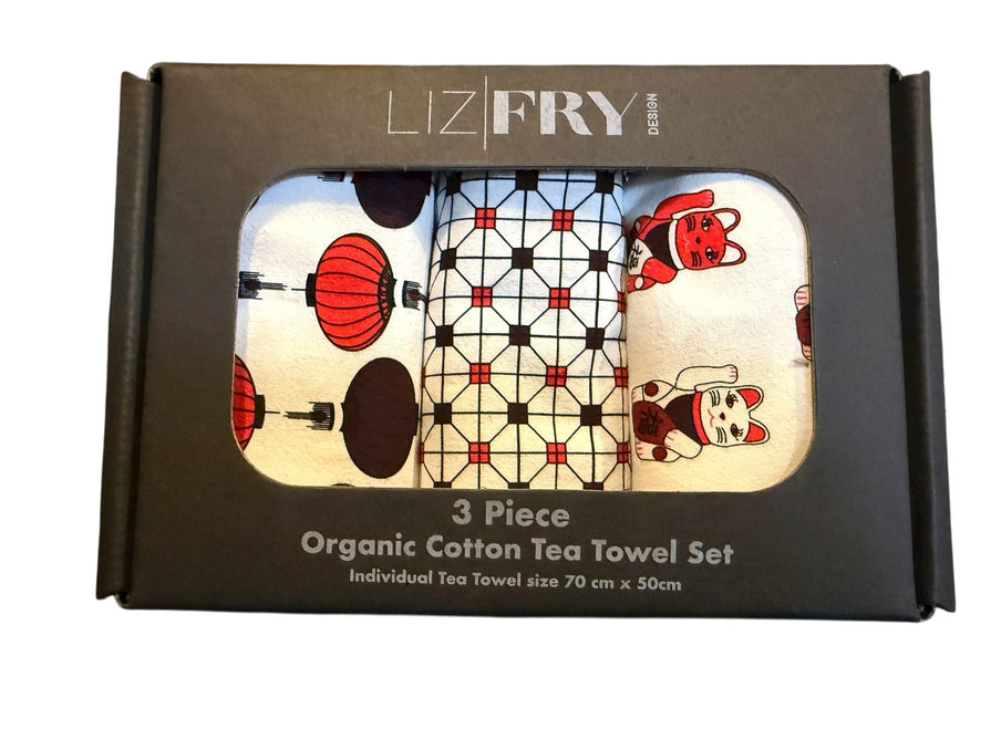 Hong Kong Reds Tea Towel Set Of 3 | Bookazine HK