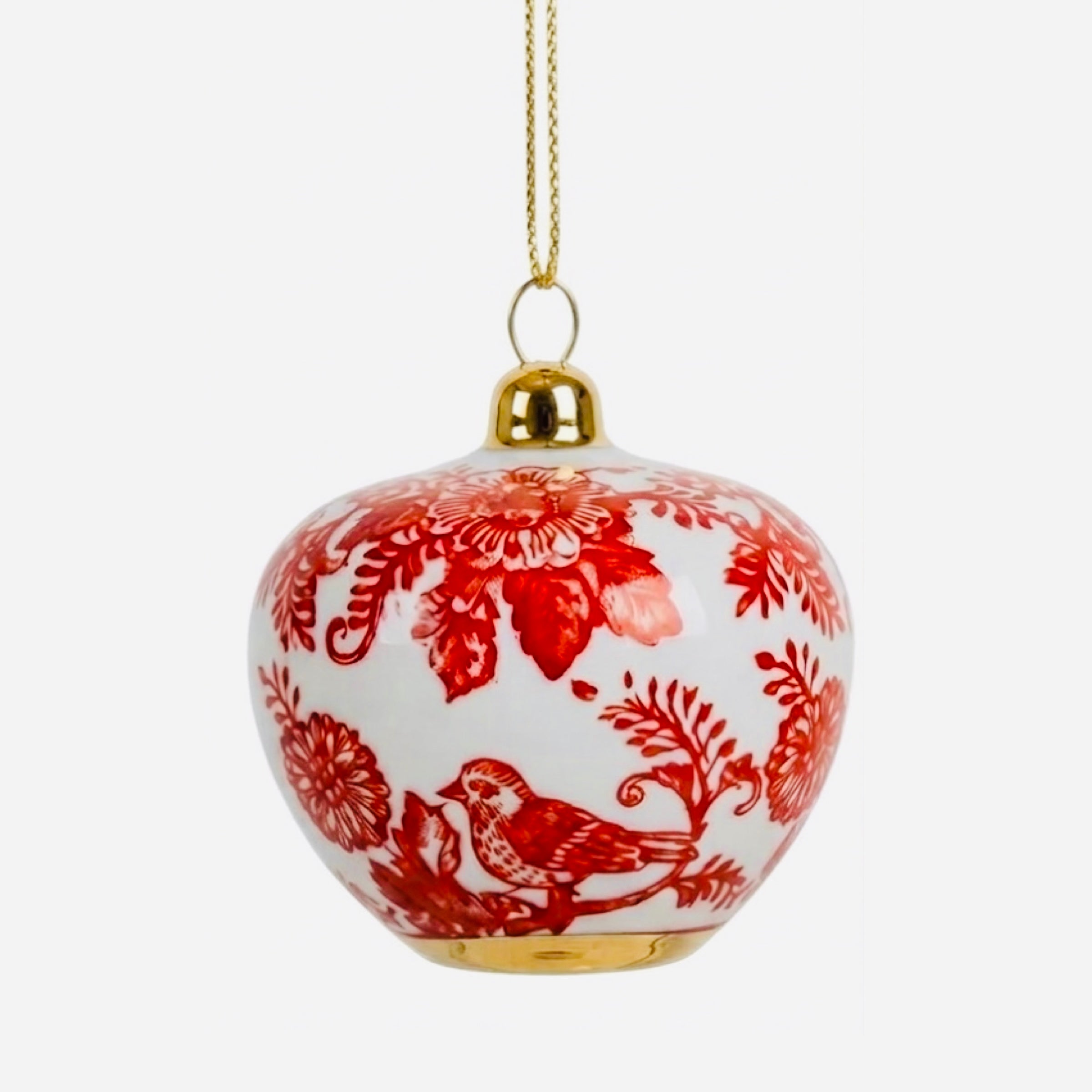 Festive Ornament - Ceramic Red Bird Blooms | Bookazine HK