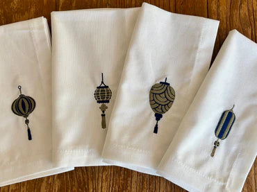 Set of 4 White Napkins With Lanterns | Bookazine HK