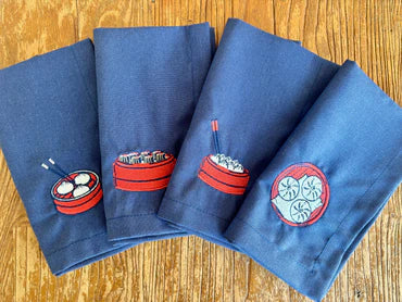Set of 4 Blue Napkins With Dim Sum | Bookazine HK