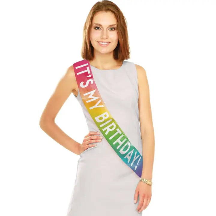It's My Birthday Rainbow Tie Dye Sash | Bookazine HK