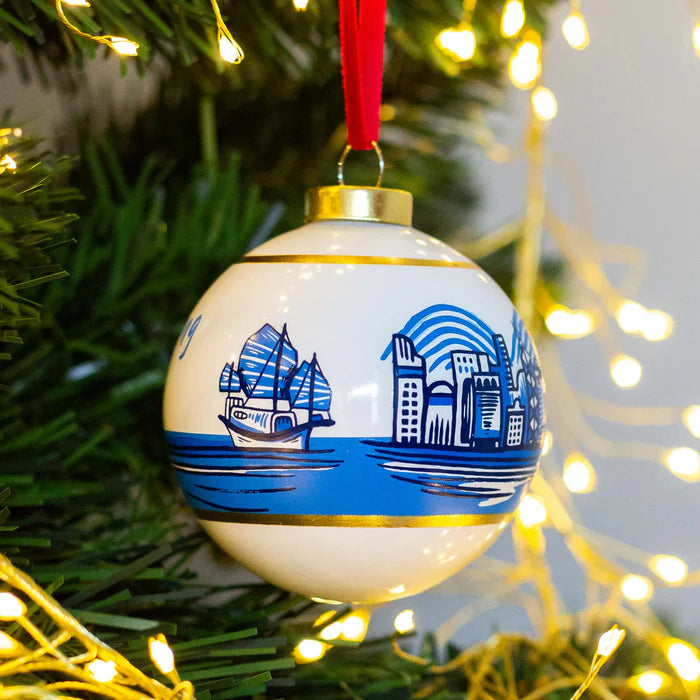 Hand Painted HK Skyline Glass Bauble | Bookazine HK