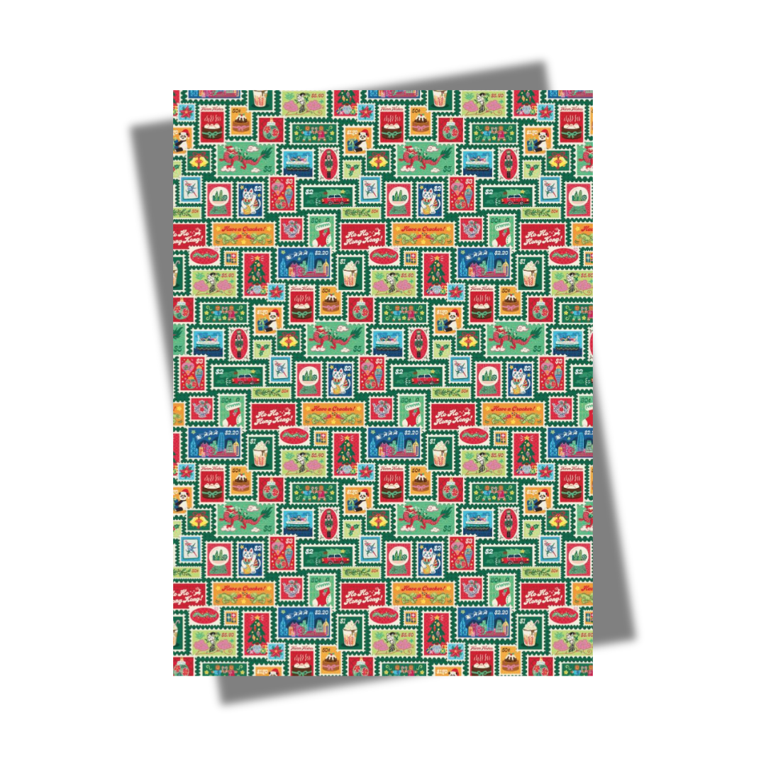 Christmas Festive Stamps Wrapping Paper | Bookazine HK