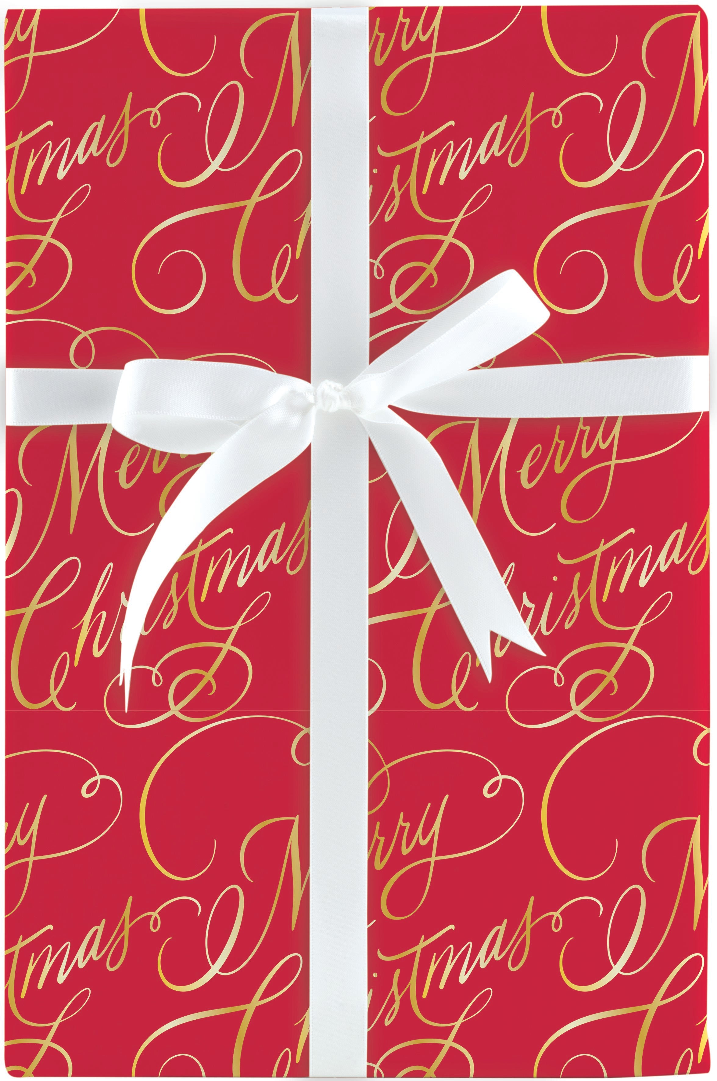 Merry Christmas Script Gift Wrap Jumbo 10Ft  | Bookazine HK