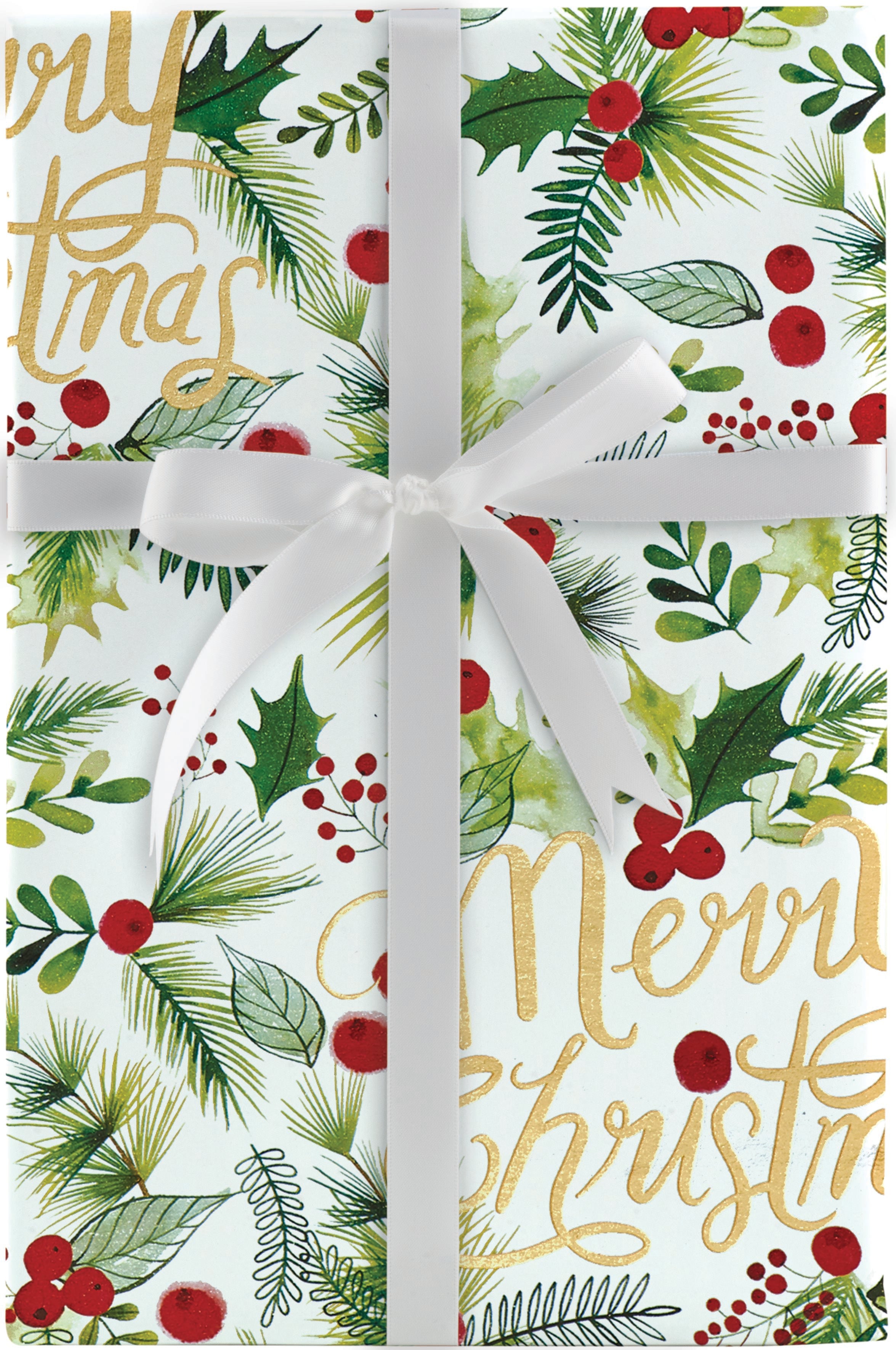 Merry Christmas Sprig Gift Wrap Jumbo 10Ft  | Bookazine HK