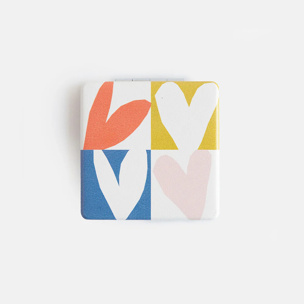 Multi Checkmate Hearts Square Pocket Mirror | Bookazine HK