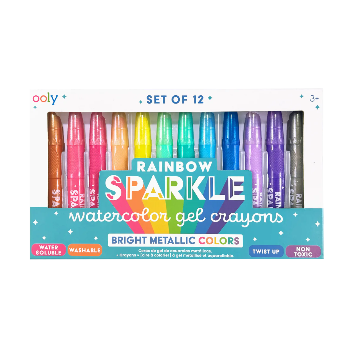 Rainbow Sparkle: Watercolor Gel Crayons - Set of 12 | Bookazine HK